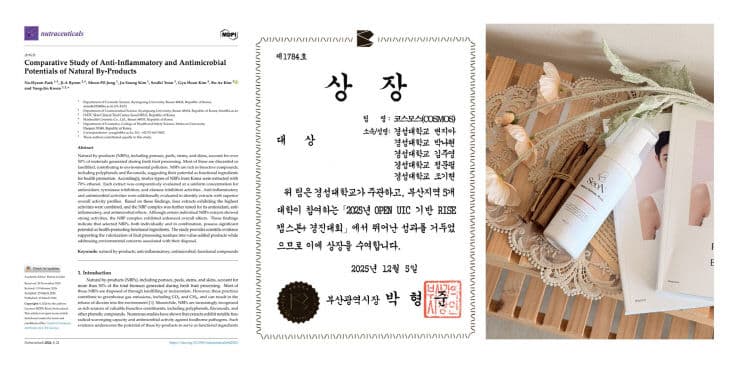경성대 화장품학과, 부산물 기반 질염균 억제 소재 개발 성공